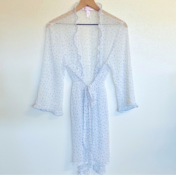 Oscar de la Renta Pink label Romantic sheer vintage polka dot robe medium - Picture 1 of 4